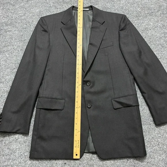 Hickey Freeman Loro Piana Super 130s Wool Suit 41 Reg Charcol Black Two Button
